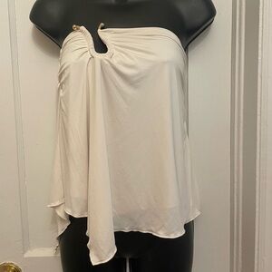 NWT Oh Polly|| Cream Strapless Blouse with a gold accent detail, Size 6.